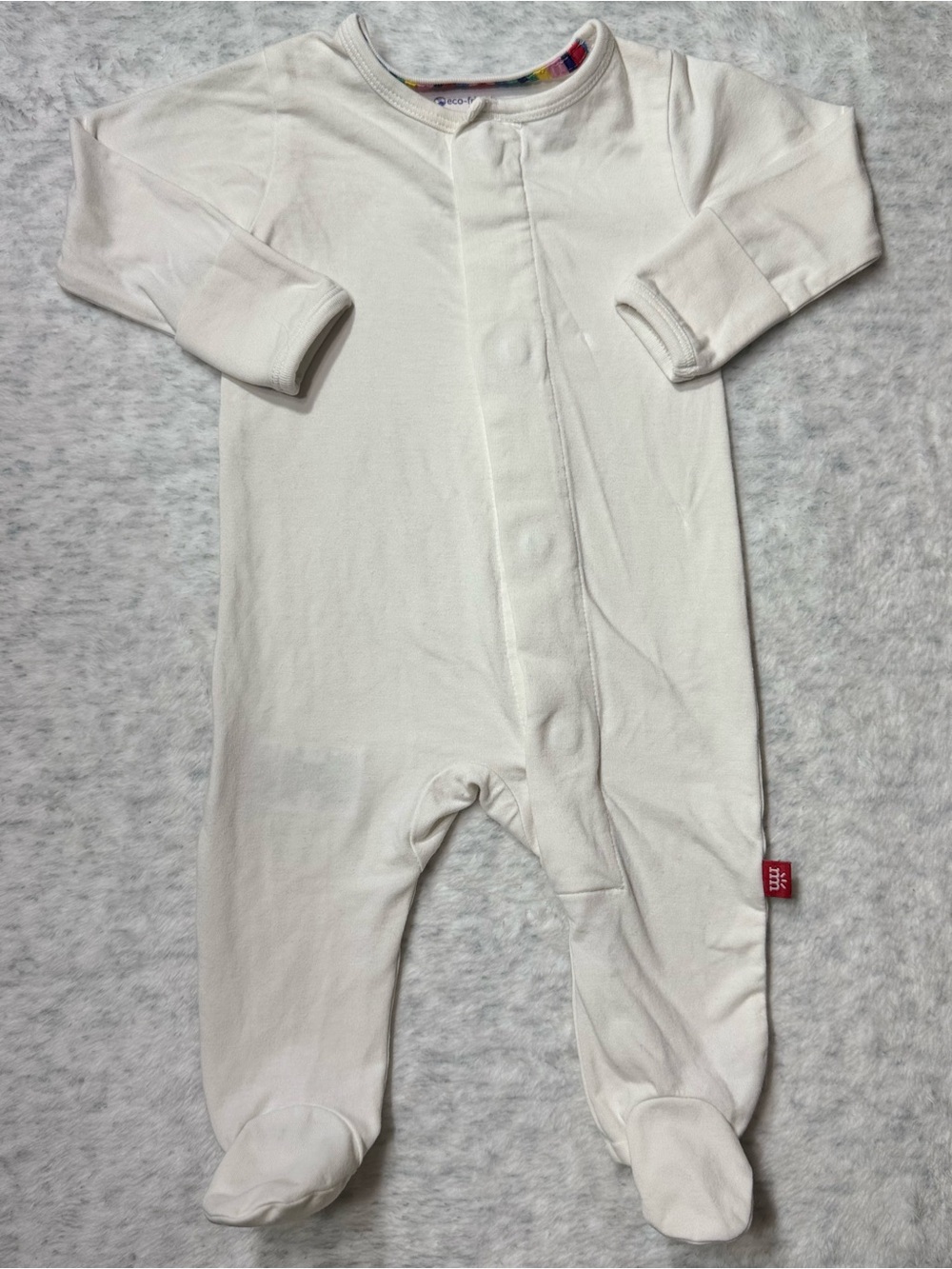 Magnetic Me Solid Ivory Footie Sleeper 0-3M Baby Girl Modal Cotton Blend Neutral
